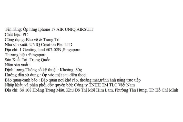 Ốp lưng MagSafe iPhone Air PC UNIQ AIRSUIT Màu Trắng