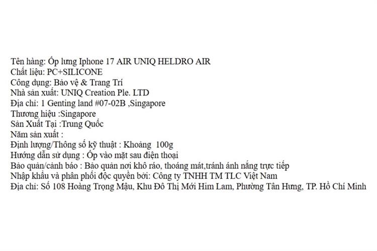 Ốp lưng MagSafe iPhone Air PC Silicone UNIQ FlexGrip HELDRO AIR Màu Trắng