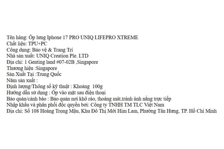 Ốp lưng MagSafe iPhone 17 Pro PC TPU UNIQ LIFEPRO XTREME Màu Trắng