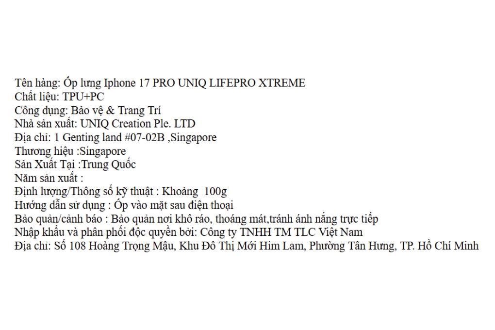 Ốp lưng MagSafe iPhone 17 Pro PC TPU UNIQ LIFEPRO XTREME Màu Trắng - Cam
