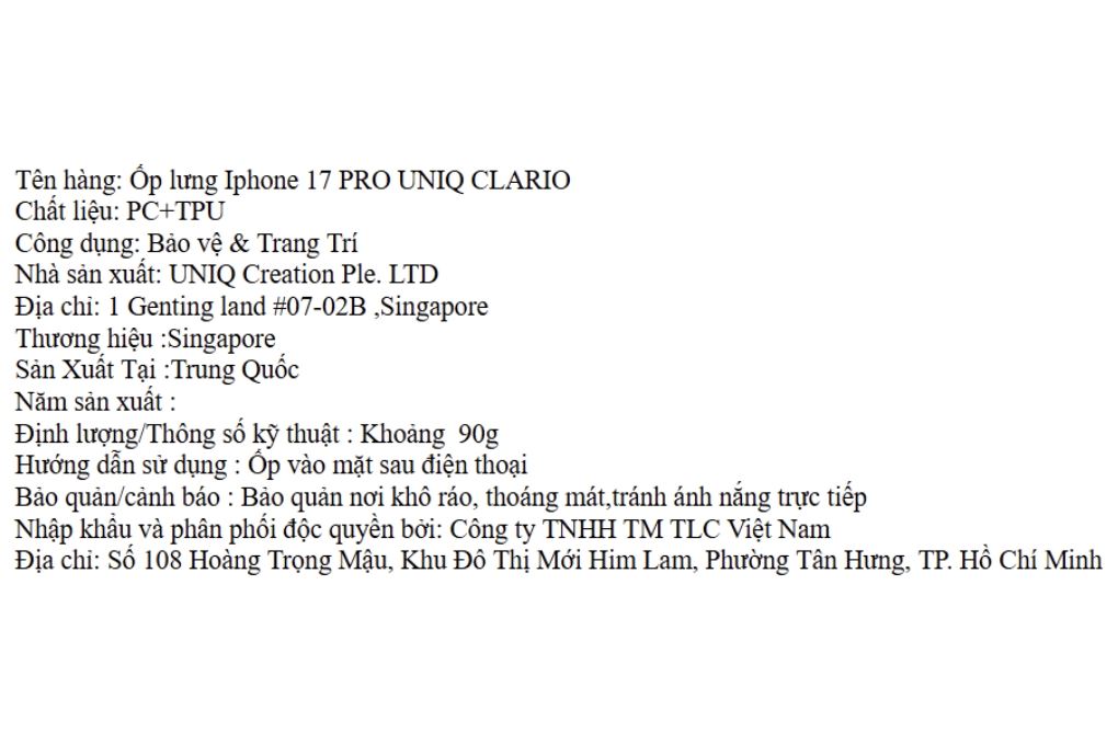 Ốp lưng MagSafe iPhone 17 Pro PC TPU UNIQ CLARIO Màu Cam