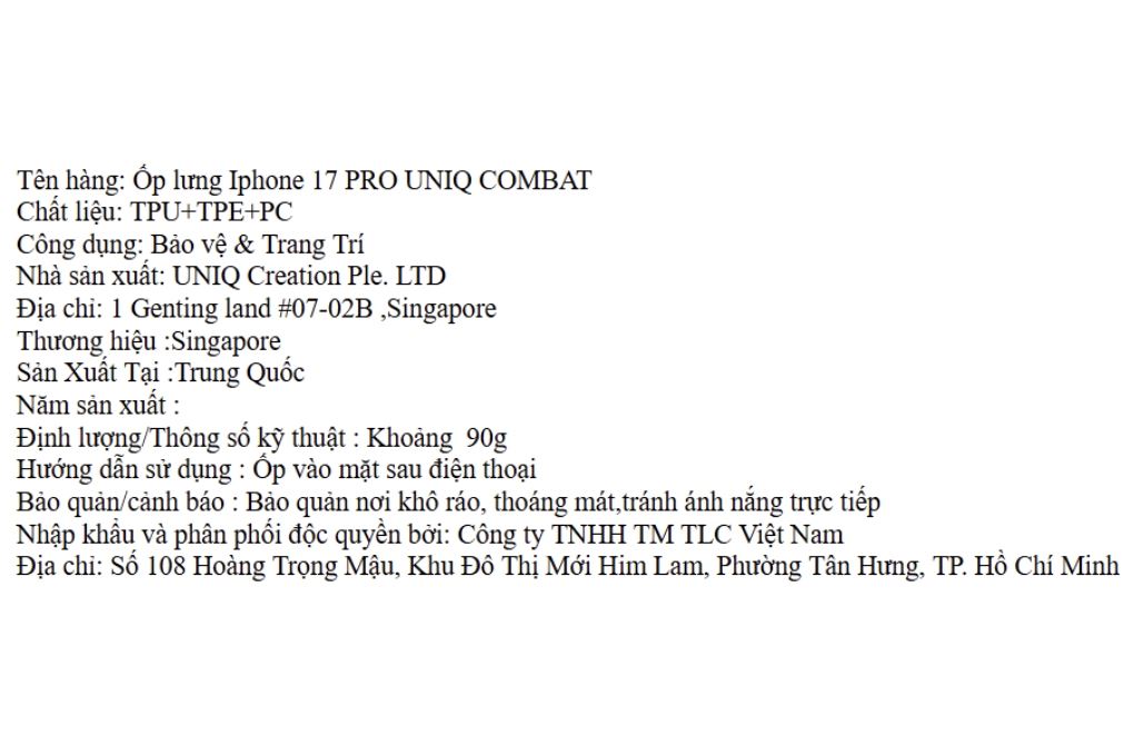Ốp lưng MagSafe iPhone 17 Pro PC TPU TPE UNIQ COMBAT Màu Trắng - Cam
