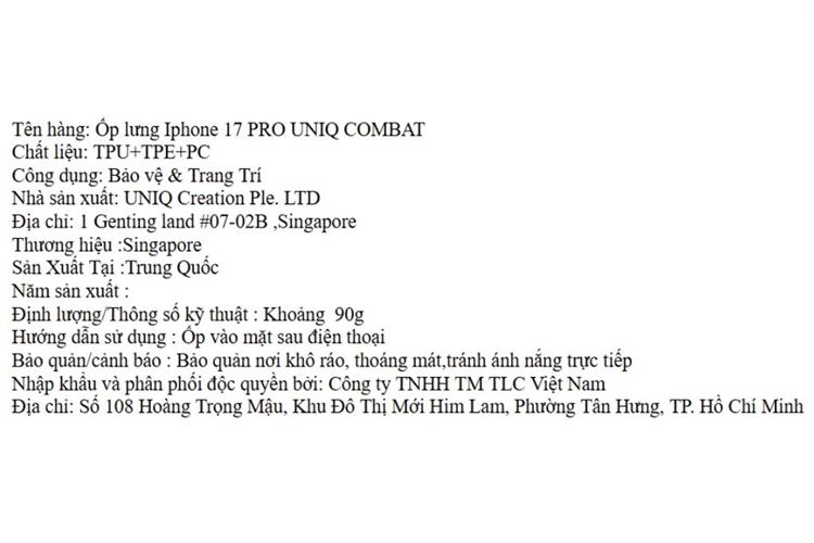 Ốp lưng MagSafe iPhone 17 Pro PC TPU TPE UNIQ COMBAT Màu Xanh Navy