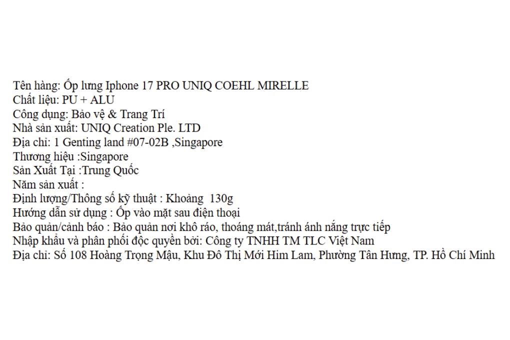 Ốp lưng MagSafe iPhone 17 Pro PU ALU UNIQ MIRELLE Màu Đen