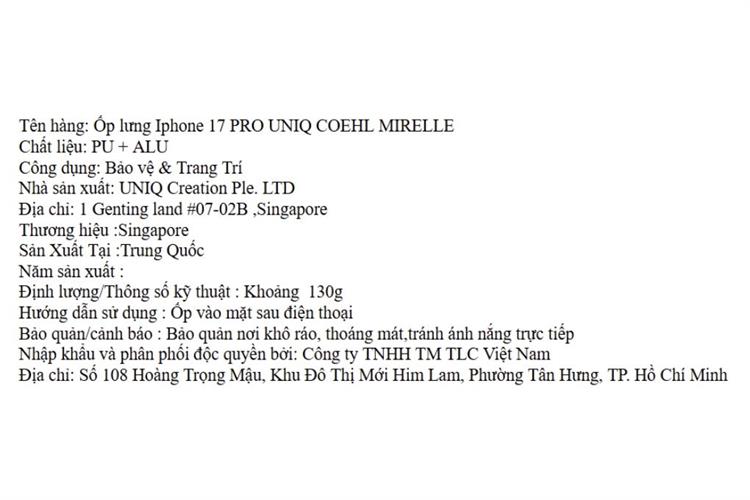 Ốp lưng MagSafe iPhone 17 Pro PU ALU UNIQ MIRELLE Màu Nâu