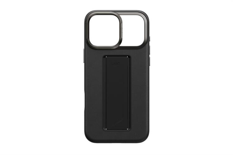 Ốp lưng MagSafe iPhone 17 Pro Max PU PC TPU Silicone UNIQ FlexGrip Camera Stand HELDRO PRO Màu Đen