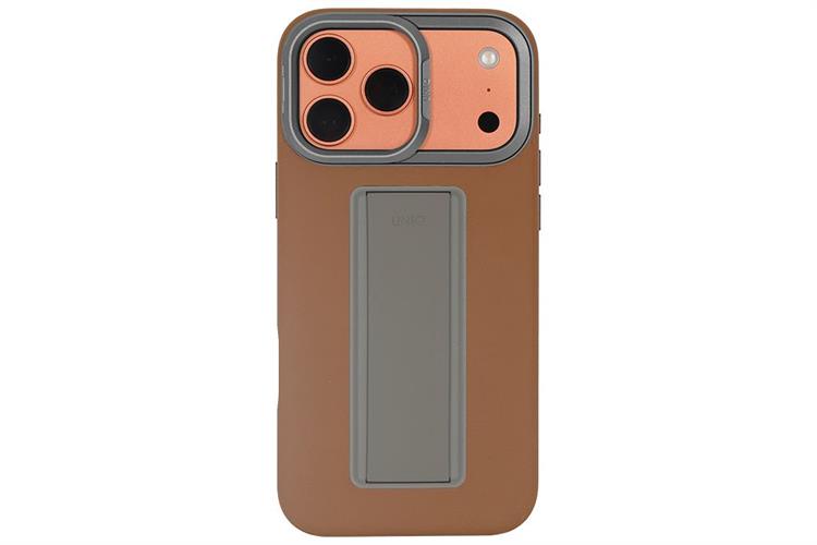 Ốp lưng MagSafe iPhone 17 Pro Max PU PC TPU Silicone UNIQ FlexGrip Camera Stand HELDRO PRO Màu Nâu