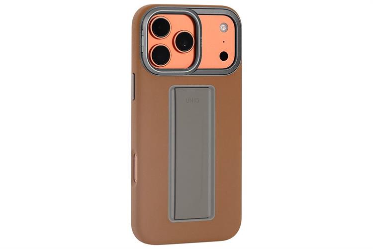 Ốp lưng MagSafe iPhone 17 Pro Max PU PC TPU Silicone UNIQ FlexGrip Camera Stand HELDRO PRO Màu Nâu