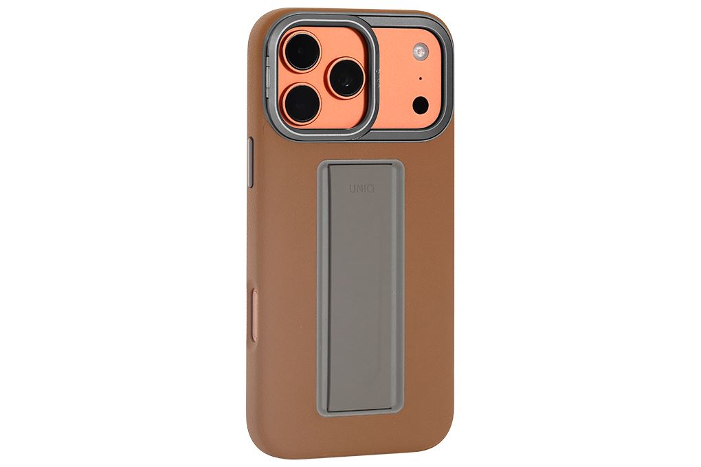 Ốp lưng MagSafe iPhone 17 Pro Max PU PC TPU Silicone UNIQ FlexGrip Camera Stand HELDRO PRO Màu Nâu