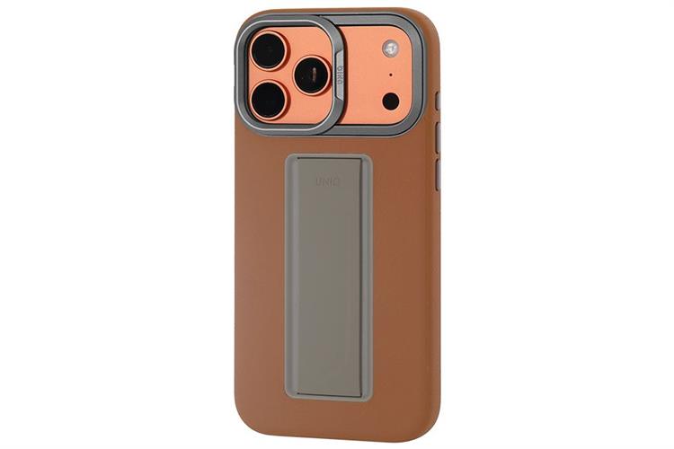 Ốp lưng MagSafe iPhone 17 Pro Max PU PC TPU Silicone UNIQ FlexGrip Camera Stand HELDRO PRO Màu Nâu