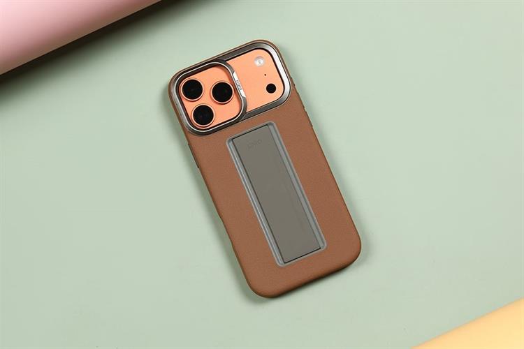 Ốp lưng MagSafe iPhone 17 Pro Max PU PC TPU Silicone UNIQ FlexGrip Camera Stand HELDRO PRO Màu Nâu