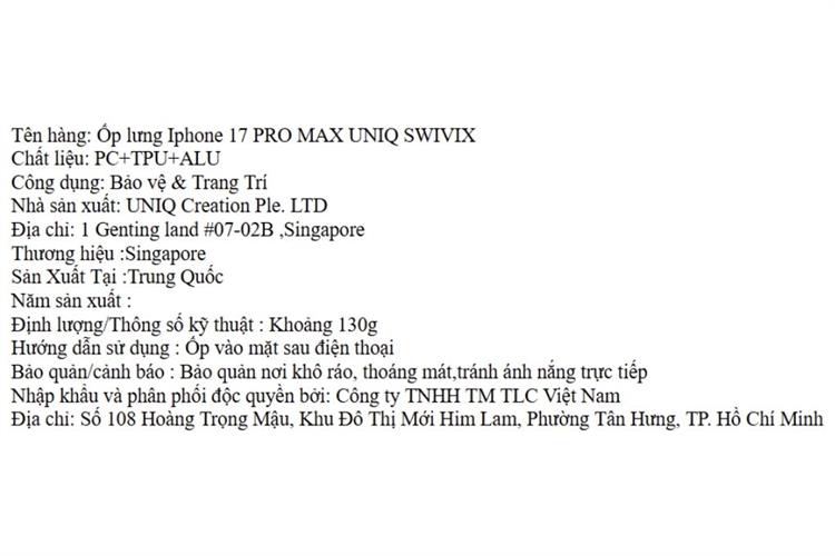 Ốp lưng MagSafe iPhone 17 Pro Max PC TPU ALU UNIQ SWIVIX Màu vàng