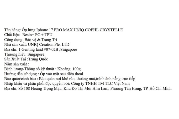 Ốp lưng MagSafe iPhone 17 Pro Max PC TPU UNIQ CRYSTELLE Resin Màu Bạc