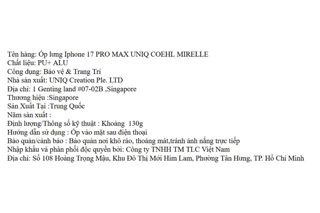 Ốp lưng MagSafe iPhone 17 Pro Max PU ALU UNIQ MIRELLE Màu Nâu