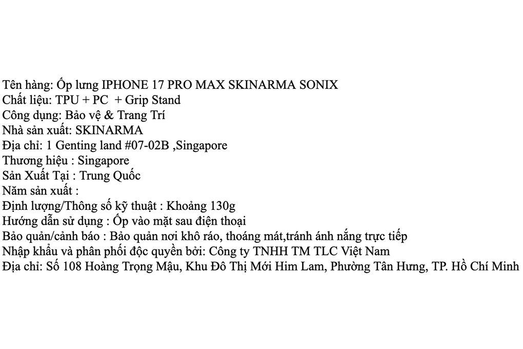 Ốp lưng MagSafe iPhone 17 Pro Max Grip Stand PC TPU SKINARMA SONIX Màu Trắng