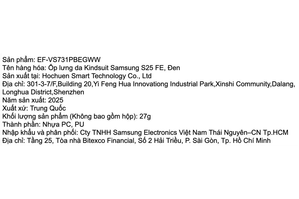 Ốp lưng Galaxy S25 FE PC PU SAMSUNG Kindsuit Chính hãng Màu Đen