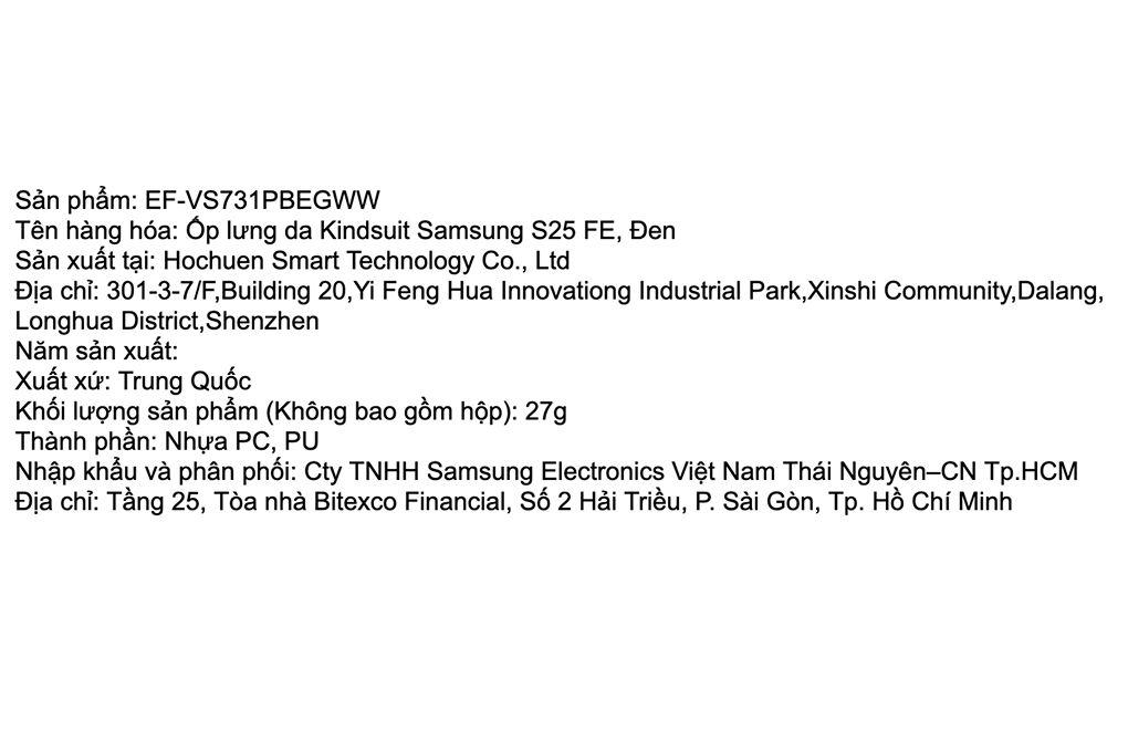 Ốp lưng Galaxy S25 FE PC PU SAMSUNG Kindsuit Chính hãng Màu Đen