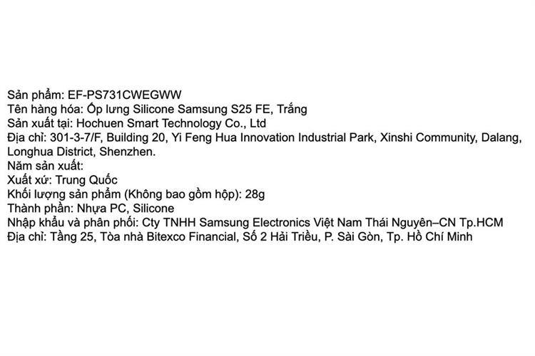 Ốp lưng Galaxy S25 FE Silicone PC SAMSUNG Chính hãng Màu Trắng