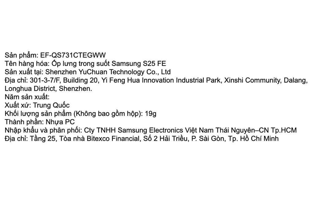 Ốp lưng Galaxy S25 FE PC Samsung Chính hãng Màu Trắng