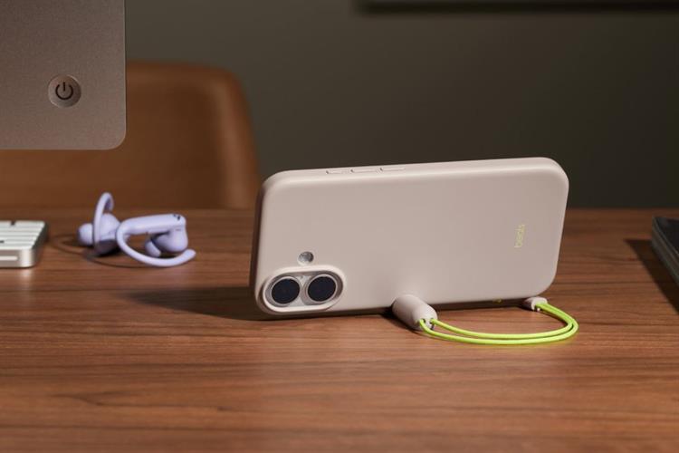 Ốp lưng MagSafe iPhone 17 Nhựa Polycarbonate Kèm Chân Đế Beats Màu Xám nhạt