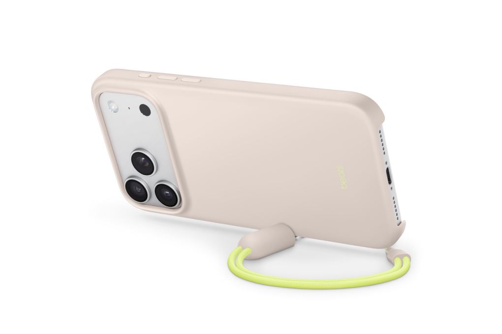 Ốp lưng MagSafe iPhone 17 Pro Nhựa Polycarbonate Kèm Chân Đế Beats Màu Xám nhạt