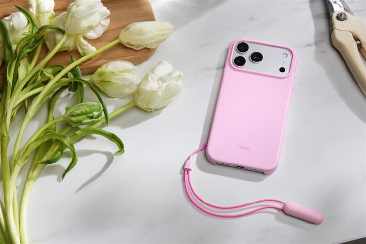 Ốp lưng MagSafe iPhone 17 Pro Max Nhựa Polycarbonate Kèm Chân Đế Beats Màu Hồng phấn