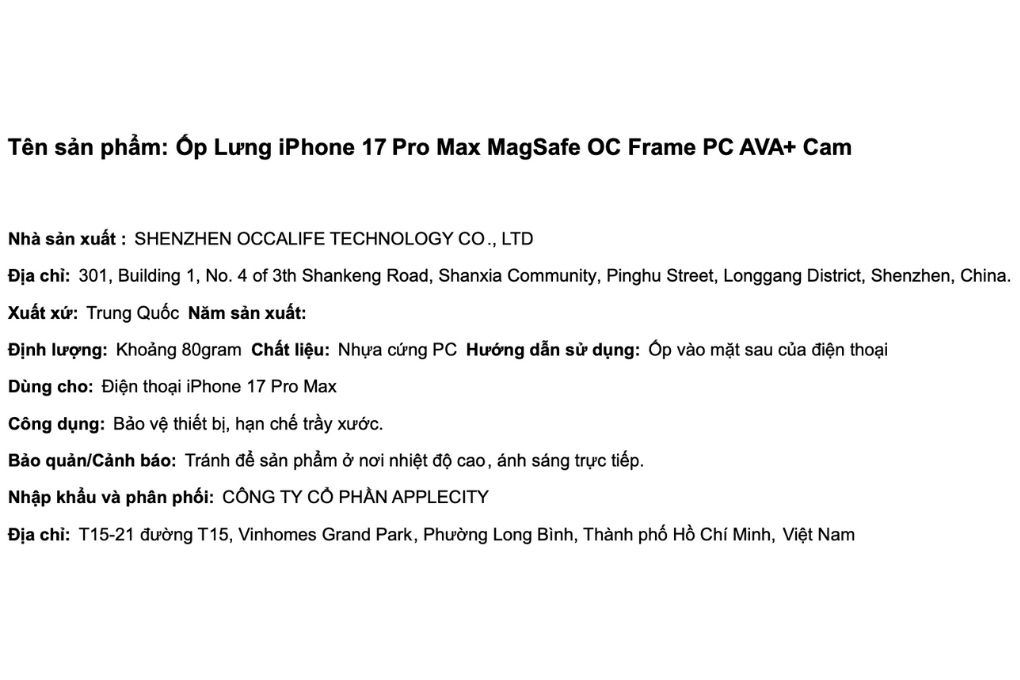 Ốp lưng MagSafe iPhone 17 Pro Max AVA+ OC Frame Màu Cam