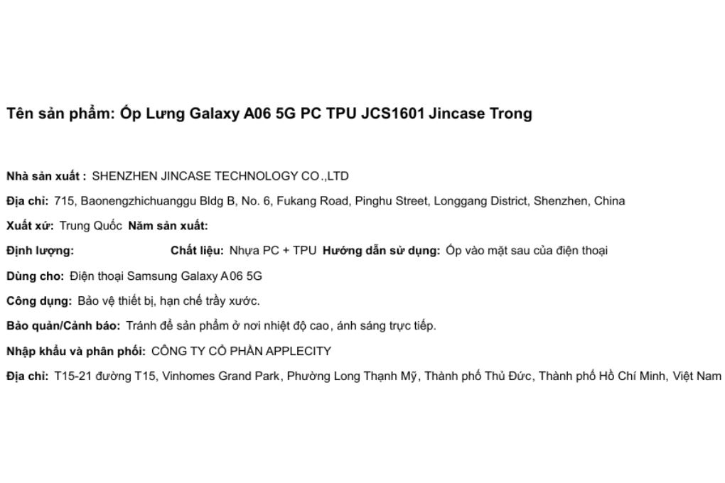 Ốp lưng Galaxy A06 5G PC TPU Jincase JCS1601 - 11