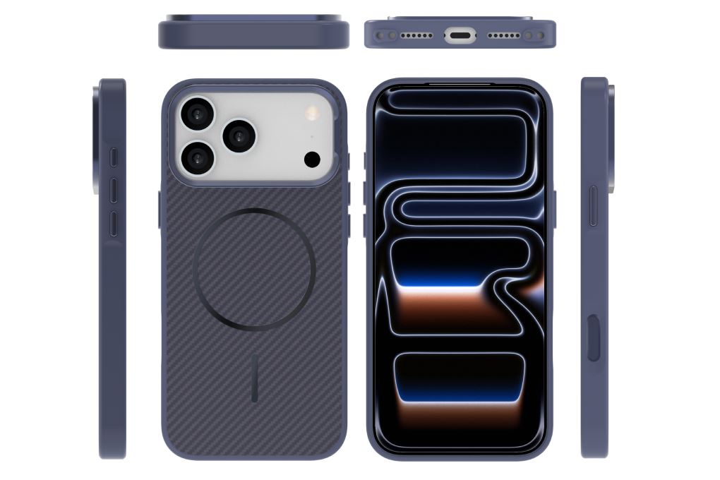 Ốp lưng MagSafe iPhone 17 Pro Max PC TPU AVA+ có nút camera control OC Platinum Carbon Màu Xanh Navy