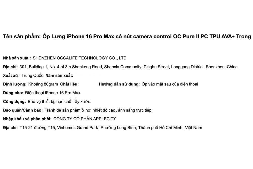 Ốp lưng iPhone 16 Pro Max PC TPU AVA+ OC Pure II - 5