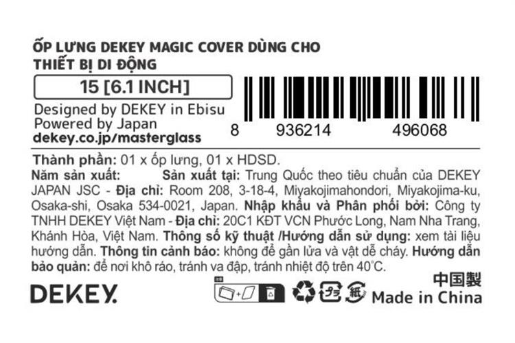 Ốp lưng iPhone 15 PC TPU DEKEY Crystal case Màu Trắng