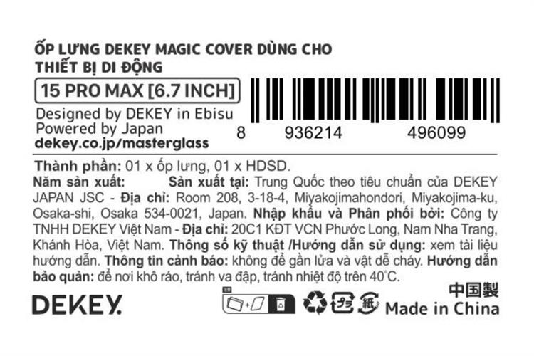 Ốp lưng iPhone 15 Pro Max PC TPU DEKEY Crystal case Màu Trắng