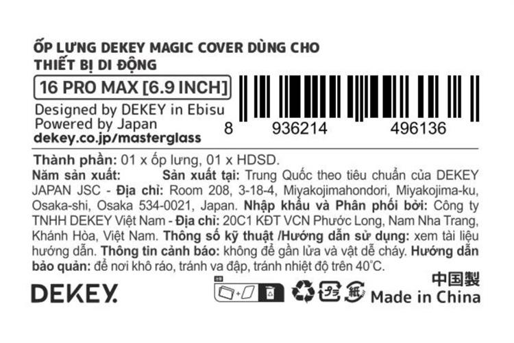 Ốp lưng iPhone 16 Pro Max PC TPU DEKEY Crystal case Màu Trắng