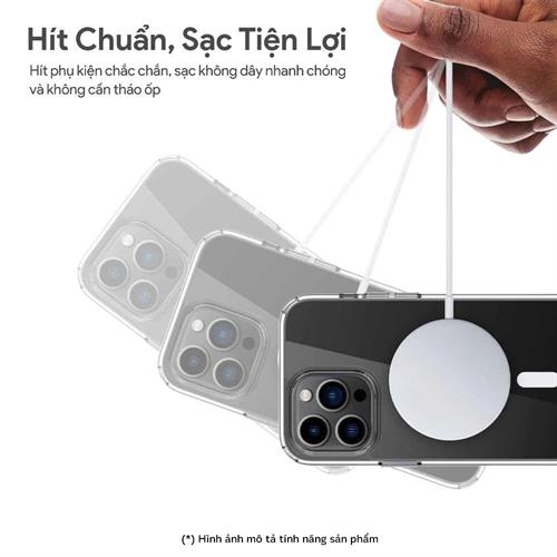 Ốp lưng MagSafe iPhone 16 Pro PC TPU DEKEY Crystal case Màu Trắng