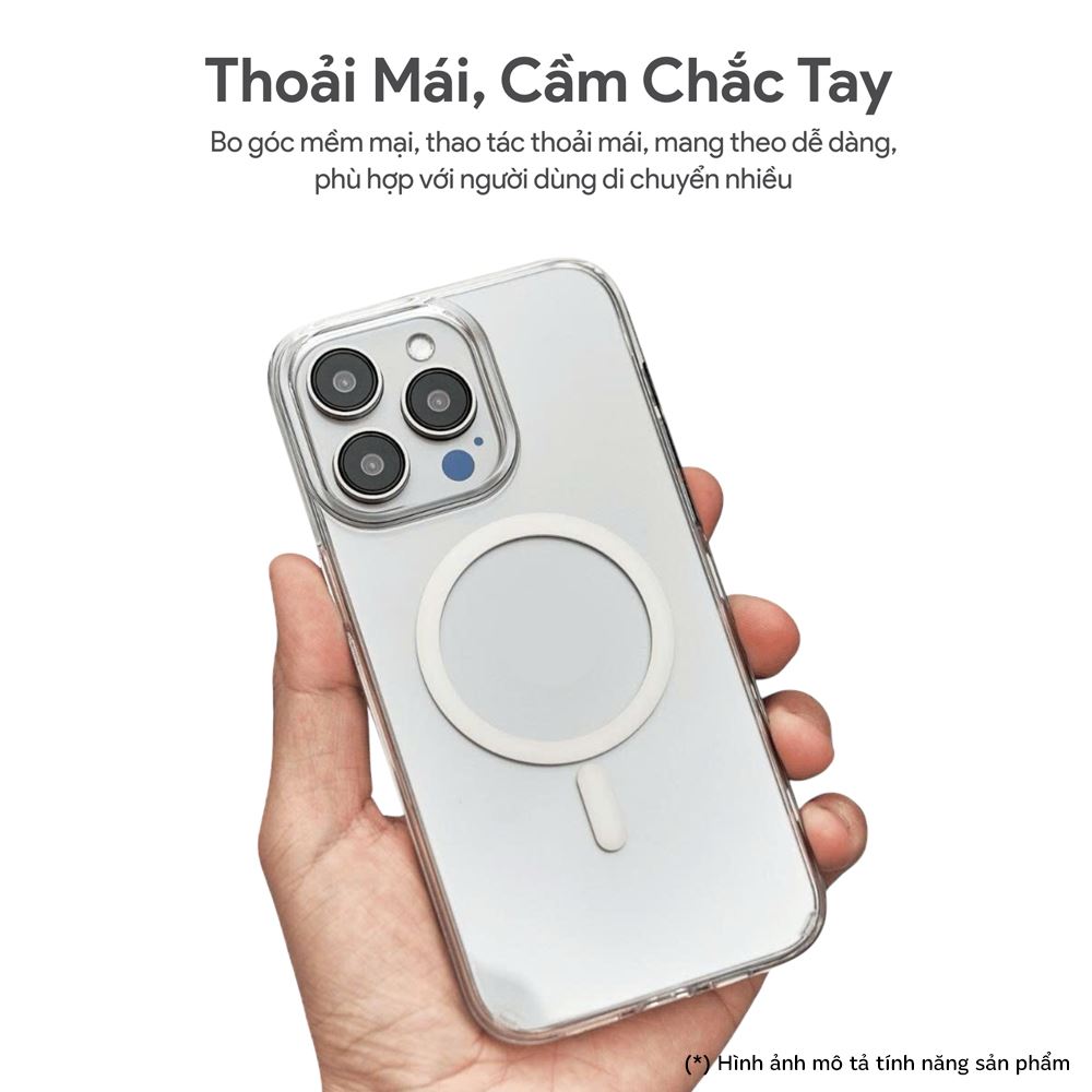 Ốp lưng MagSafe iPhone 16 Pro Max PC TPU DEKEY Crystal case Màu Trắng