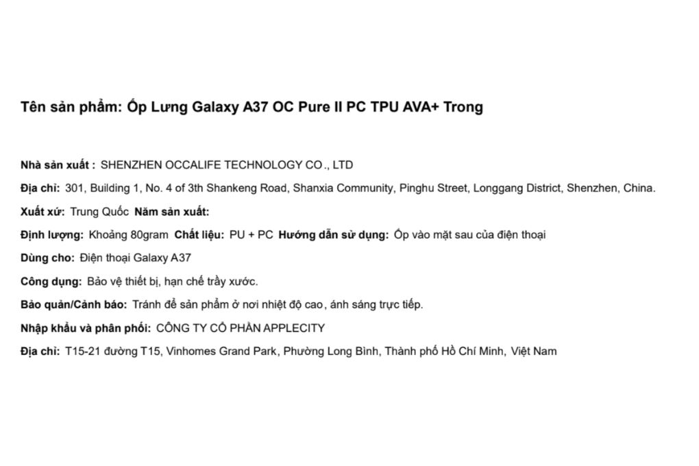 Ốp lưng Galaxy A37 PC TPU AVA+ OC Pure II Màu Trắng