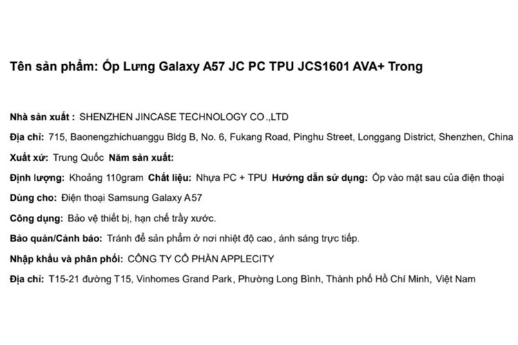 Ốp lưng Galaxy A57 PC TPU AVA+ JC JCS1601 Màu Trắng