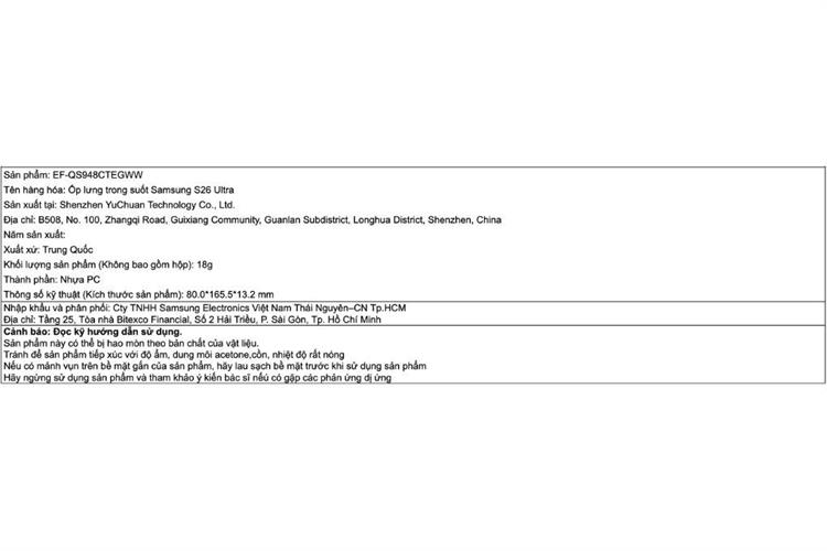 Ốp lưng Galaxy S26 Ultra PC Samsung Chính hãng Màu Trắng