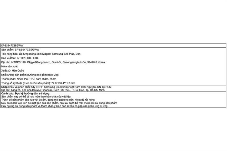 Ốp lưng Magnet Galaxy S26 Plus PC TPU Samsung Slim Chính hãng Màu Đen