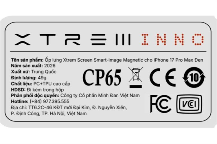 Ốp lưng MagSafe iPhone 17 Pro Max PC TPU XTREM Screen Smart-Image Màu Đen