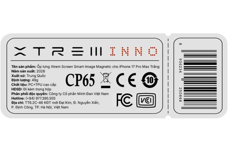 Ốp lưng MagSafe iPhone 17 Pro Max PC TPU XTREM Screen Smart-Image Màu Trắng