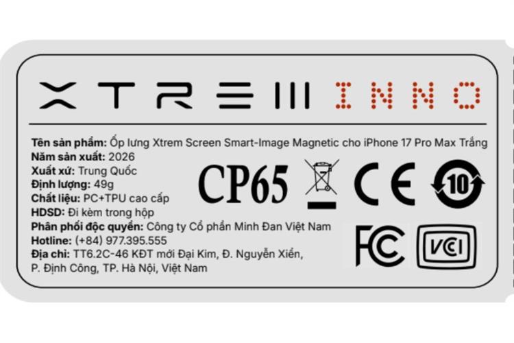 Ốp lưng MagSafe iPhone 17 Pro Max PC TPU XTREM Screen Smart-Image Màu Trắng