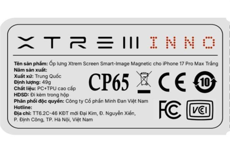 Ốp lưng MagSafe iPhone 17 Pro Max PC TPU XTREM Screen Smart-Image Màu Trắng