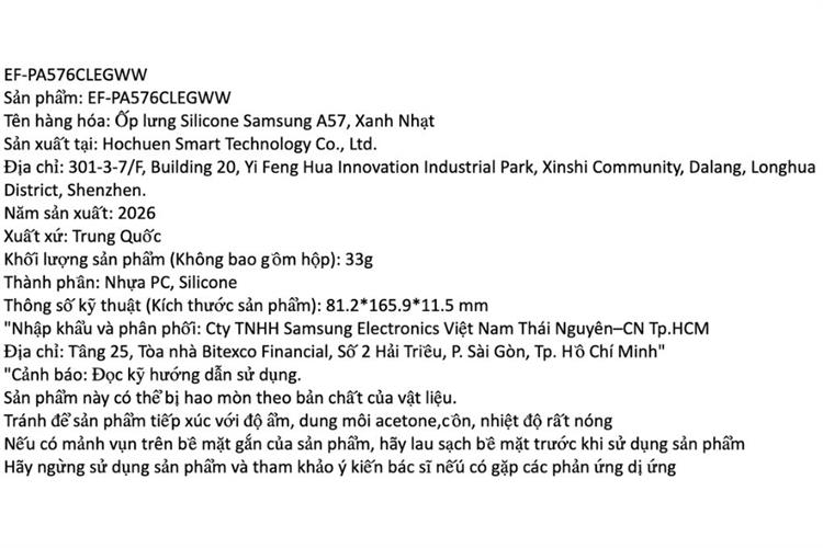Ốp lưng Galaxy A57 PC Silicone Samsung Chính hãng Màu Xanh nhạt