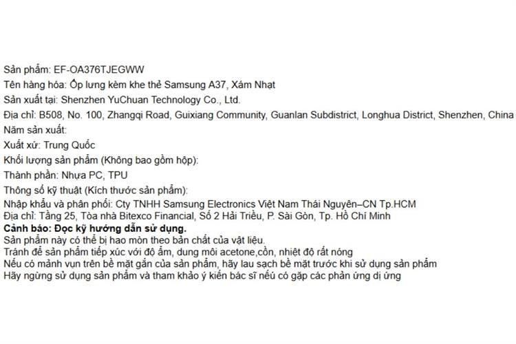 Ốp lưng Galaxy A37 PC TPU có khe thẻ Samsung Chính hãng Màu Xám nhạt