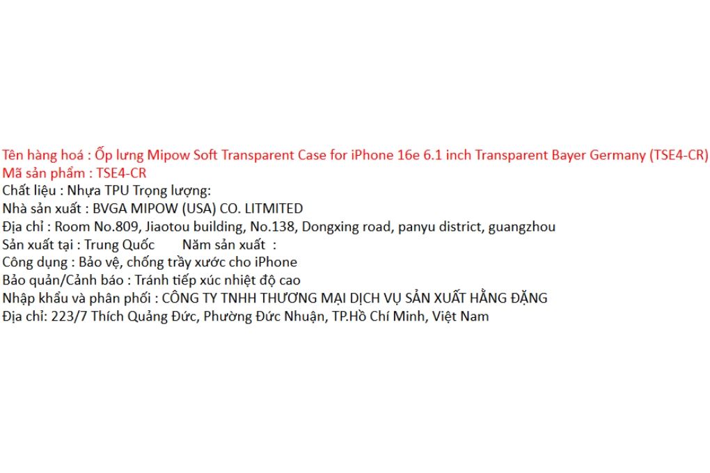 Ốp lưng iPhone 17e/iPhone 16e TPU MIPOW TSE4-CR Màu Trắng