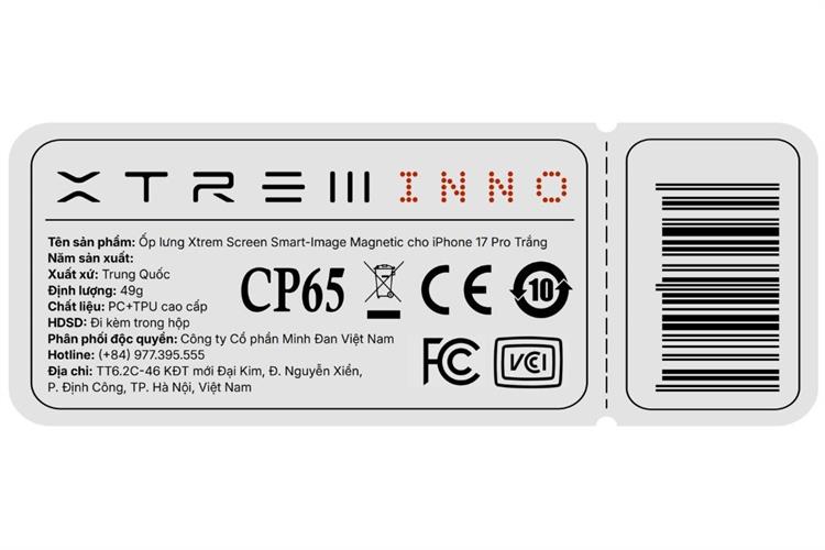 Ốp lưng MagSafe iPhone 17 Pro PC TPU XTREM Screen Smart-Image Màu Trắng