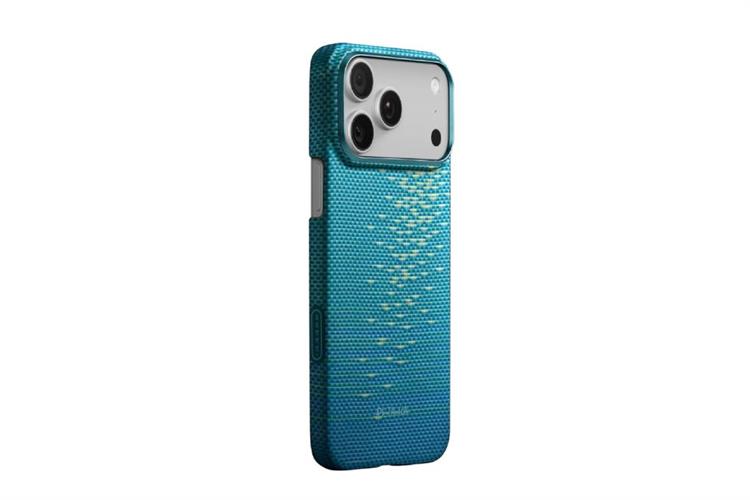 Ốp lưng MagSafe iPhone 17 Pro Max Aramid PITAKA Ultra Slim có PitaTap Màu Xanh lam