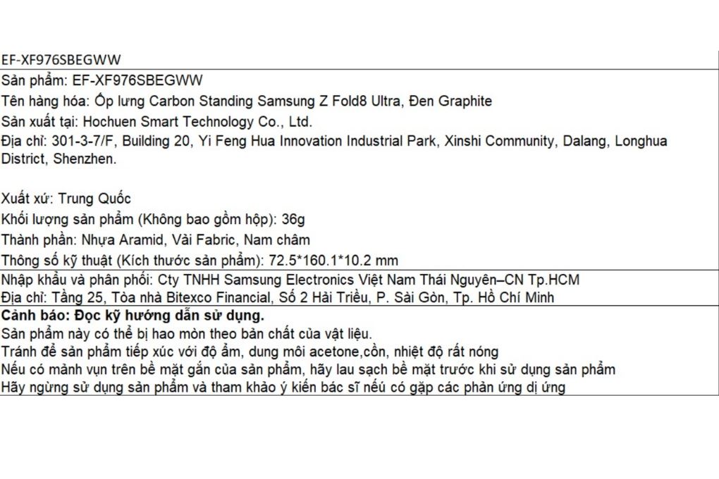 Ốp lưng Galaxy Z Fold8 Ultra Standing Carbon SAMSUNG Màu Đen