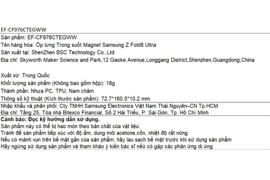Ốp lưng Galaxy Z Fold8 Ultra Magnet PC TPU SAMSUNG Màu Trắng